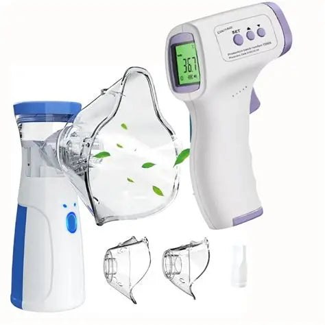 ⚕️ RespiraPlus Pro - Nebulizador Portatil + Termometro Digital Infrarrojo